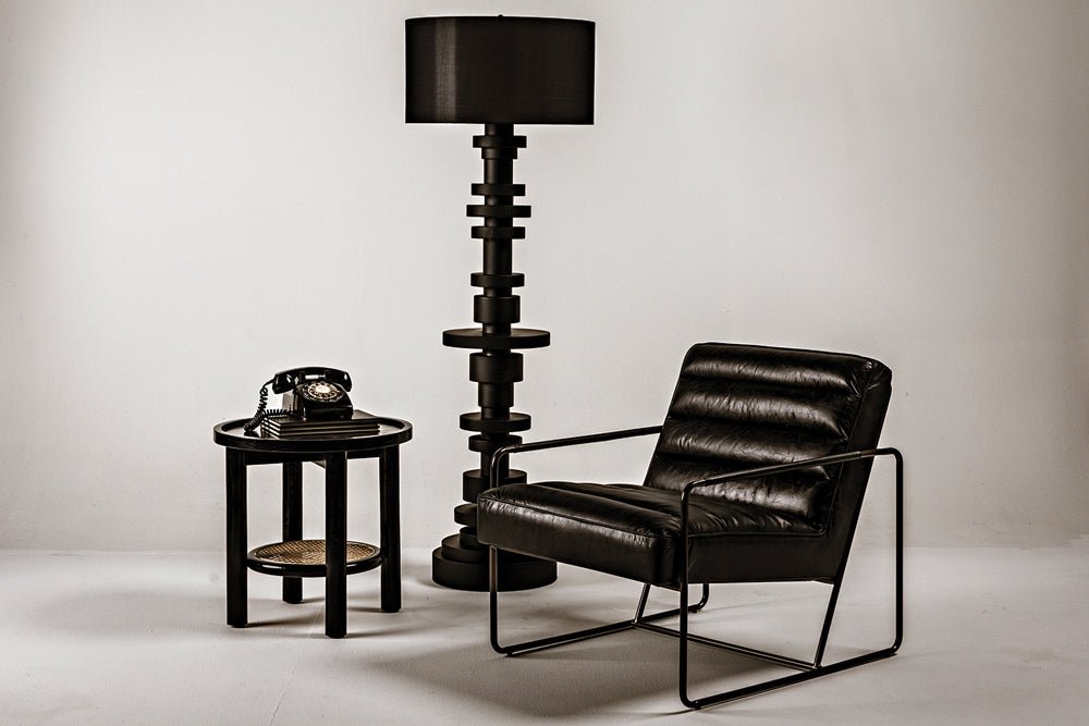 Demeter Leather Accent Chair with Sleek Metal Base for Modern Living or Office Spaces