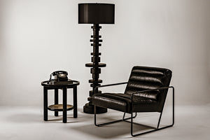 Demeter Leather Accent Chair with Sleek Metal Base for Modern Living or Office Spaces