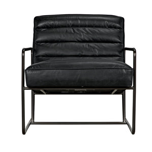 Demeter Leather Accent Chair with Sleek Metal Base for Modern Living or Office Spaces