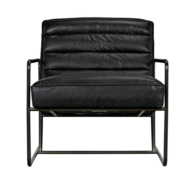 Demeter Leather Accent Chair with Sleek Metal Base for Modern Living or Office Spaces