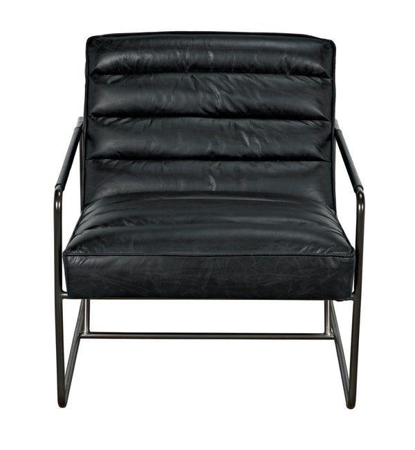 Demeter Leather Accent Chair with Sleek Metal Base for Modern Living or Office Spaces