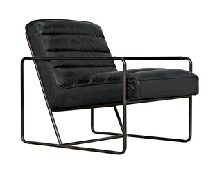 Demeter Leather Accent Chair with Sleek Metal Base for Modern Living or Office Spaces