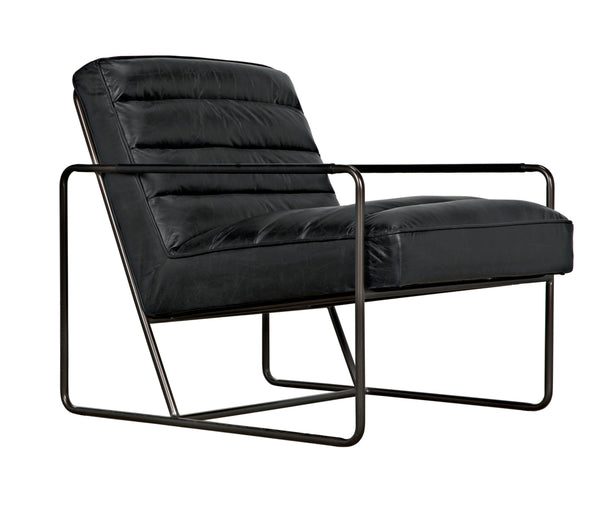 Demeter Leather Accent Chair with Sleek Metal Base for Modern Living or Office Spaces