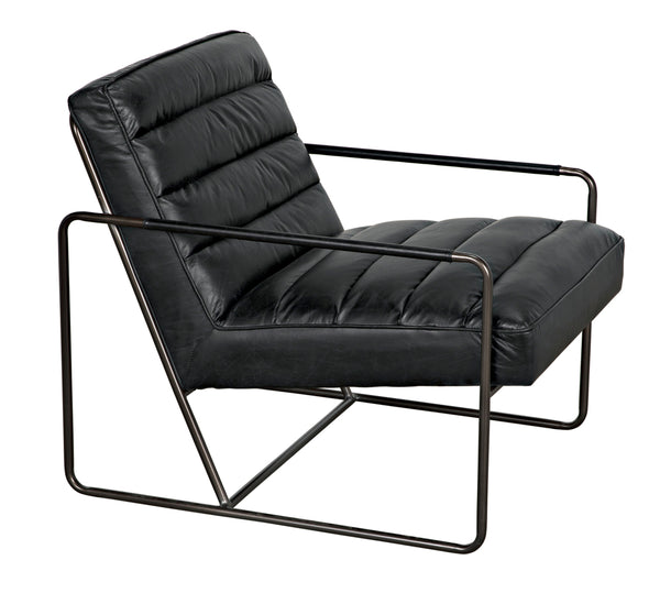 Demeter Leather Accent Chair with Sleek Metal Base for Modern Living or Office Spaces