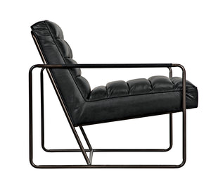 Demeter Leather Accent Chair with Sleek Metal Base for Modern Living or Office Spaces