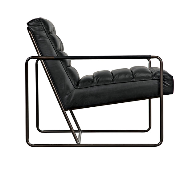 Demeter Leather Accent Chair with Sleek Metal Base for Modern Living or Office Spaces