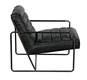 Demeter Leather Accent Chair with Sleek Metal Base for Modern Living or Office Spaces