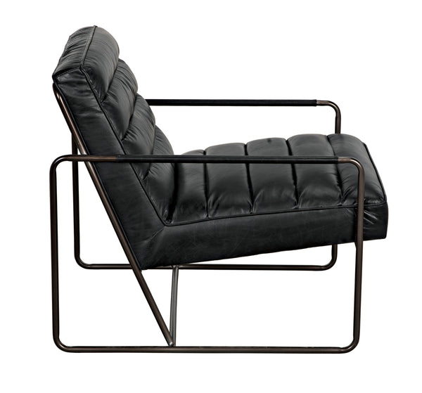 Demeter Leather Accent Chair with Sleek Metal Base for Modern Living or Office Spaces