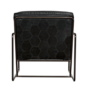 Demeter Leather Accent Chair with Sleek Metal Base for Modern Living or Office Spaces