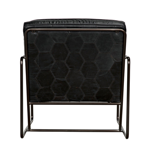Demeter Leather Accent Chair with Sleek Metal Base for Modern Living or Office Spaces