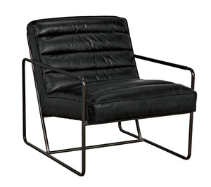 Demeter Leather Accent Chair with Sleek Metal Base for Modern Living or Office Spaces