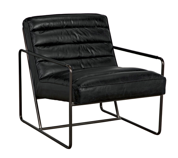 Demeter Leather Accent Chair with Sleek Metal Base for Modern Living or Office Spaces