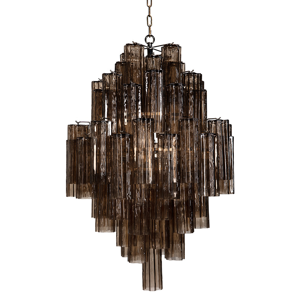 Coco Chandelier Tiered Smoked Glass Chrome Mid-century Modern Dining Room Fixture