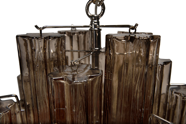 Coco Chandelier Tiered Smoked Glass Chrome Mid-century Modern Dining Room Fixture
