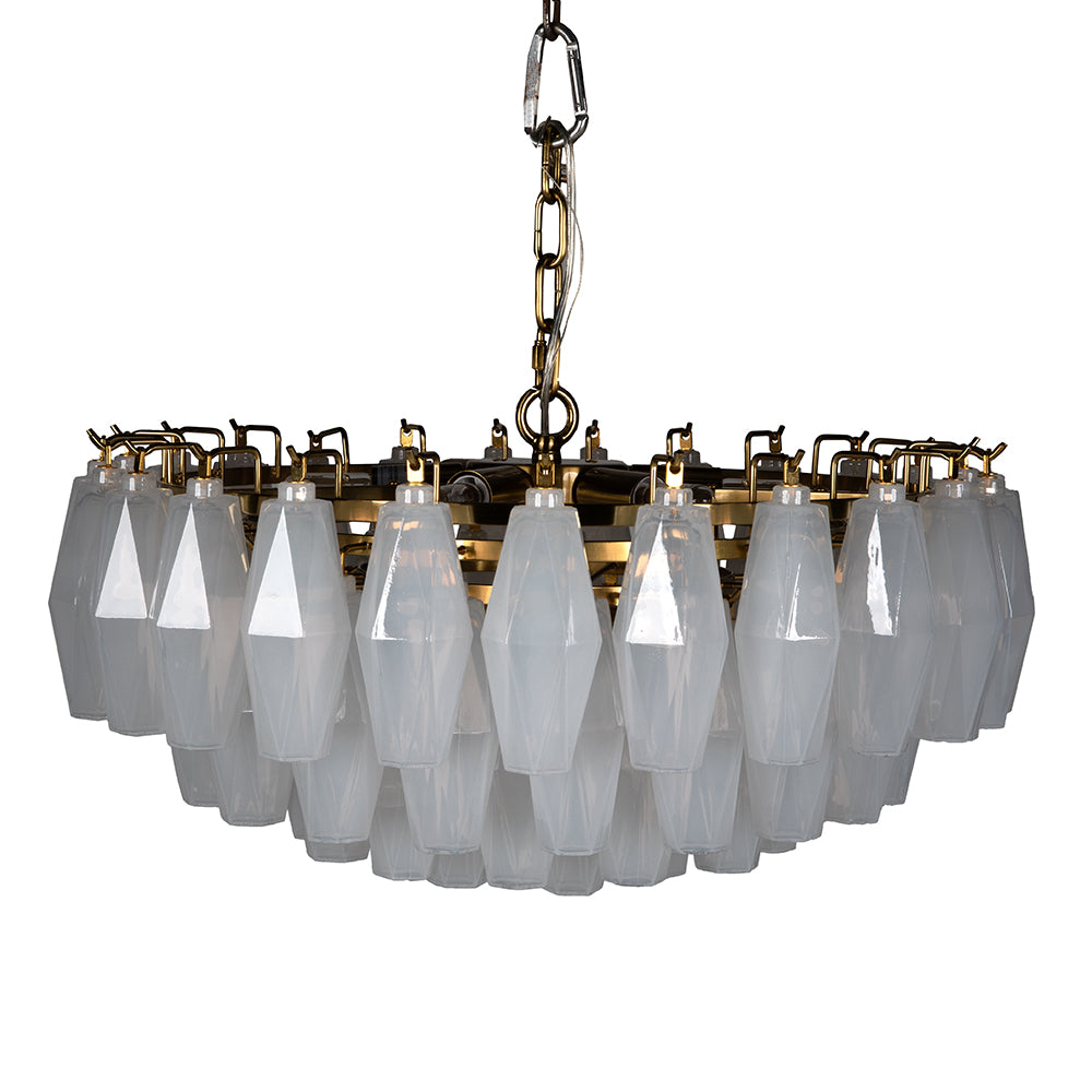 Ludmilla Tiered Chandelier Antique Brass Opaline Glass Mid-century Italian Dining Accent