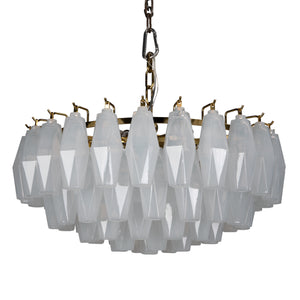 Ludmilla Tiered Chandelier Antique Brass Opaline Glass Mid-century Italian Dining Accent