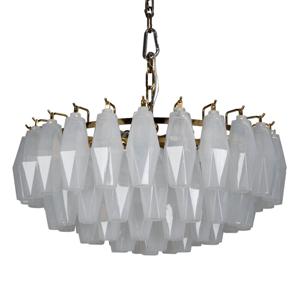 Ludmilla Tiered Chandelier Antique Brass Opaline Glass Mid-century Italian Dining Accent