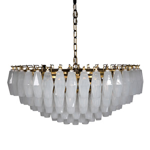 Ludmilla Tiered Chandelier Antique Brass Opaline Glass Mid-century Italian Dining Accent
