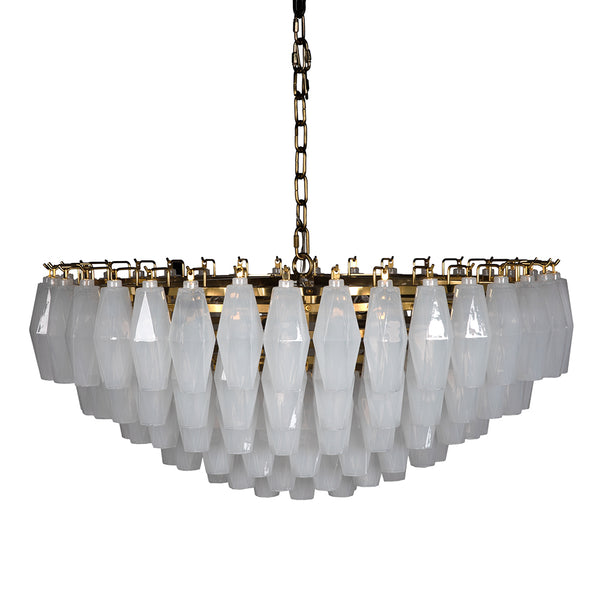 Ludmilla Tiered Chandelier Antique Brass Opaline Glass Mid-century Italian Dining Accent