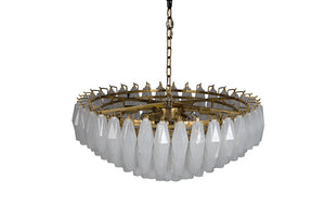 Ludmilla Tiered Chandelier Antique Brass Opaline Glass Mid-century Italian Dining Accent