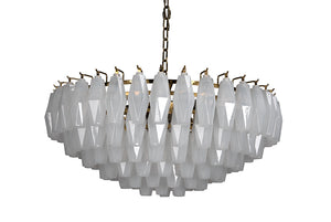 Ludmilla Tiered Chandelier Antique Brass Opaline Glass Mid-century Italian Dining Accent