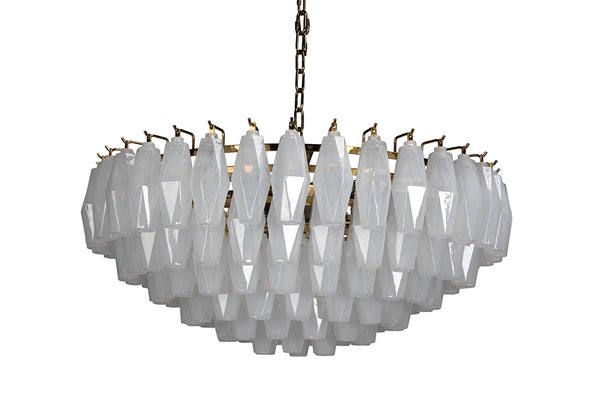 Ludmilla Tiered Chandelier Antique Brass Opaline Glass Mid-century Italian Dining Accent