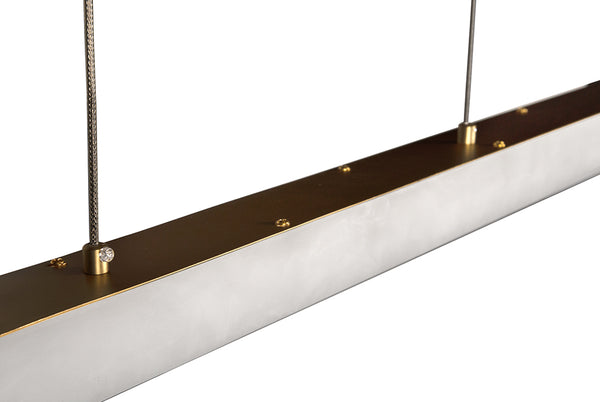 Astoria Brass Finish Linear Chandelier with Stone Shades for Dining and Kitchen Spaces