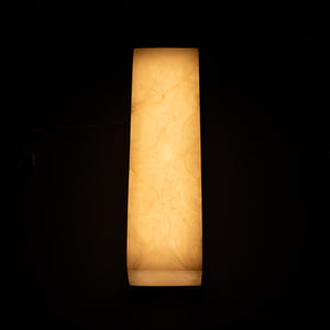 Stein Minimalist Wall Sconce Faux Stone Body Silver Accent Warm Ambient Hallway Light