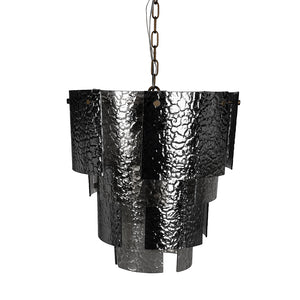 Cornelius Smoked Glass Tiered Chandelier with Antique Brass Iron Frame for Dining Rooms