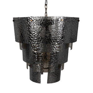 Cornelius Smoked Glass Tiered Chandelier with Antique Brass Iron Frame for Dining Rooms