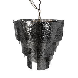 Cornelius Smoked Glass Tiered Chandelier with Antique Brass Iron Frame for Dining Rooms