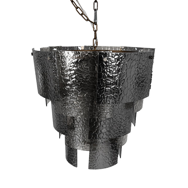 Cornelius Smoked Glass Tiered Chandelier with Antique Brass Iron Frame for Dining Rooms