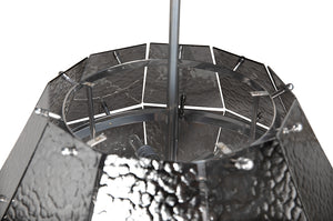 Obsidian Geometric Chandelier Hammered Smoked Glass Chrome Frame Art Deco Ceiling Light
