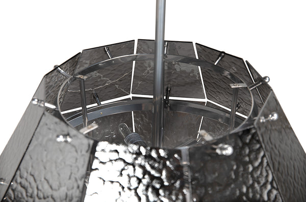 Obsidian Geometric Chandelier Hammered Smoked Glass Chrome Frame Art Deco Ceiling Light