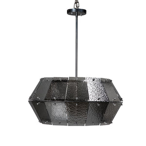 Obsidian Geometric Chandelier Smoked Glass Iron Frame Art Deco Dining Room Accent