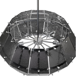 Obsidian Geometric Chandelier Smoked Glass Iron Frame Art Deco Dining Room Accent