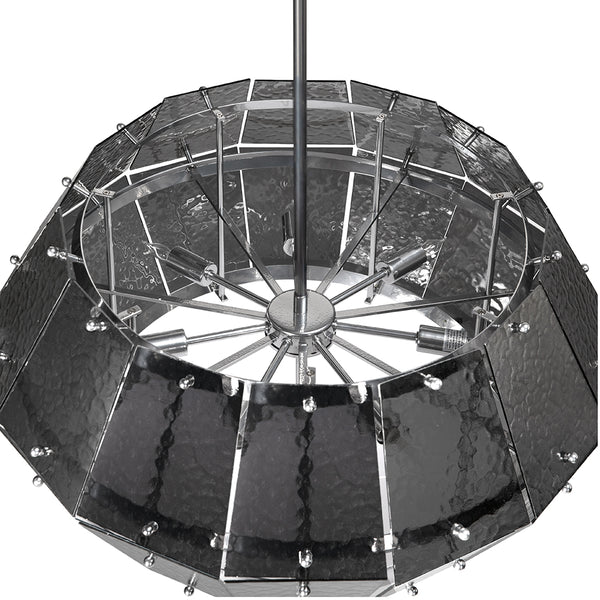 Obsidian Geometric Chandelier Smoked Glass Iron Frame Art Deco Dining Room Accent