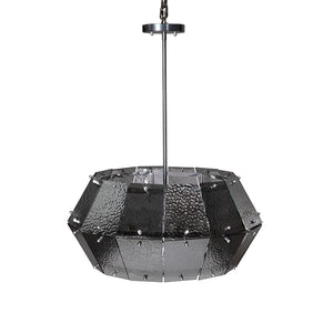 Obsidian Geometric Chandelier Smoked Glass Iron Frame Art Deco Dining Room Accent