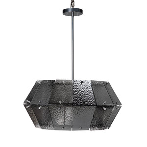 Obsidian Geometric Chandelier Smoked Glass Iron Frame Art Deco Dining Room Accent