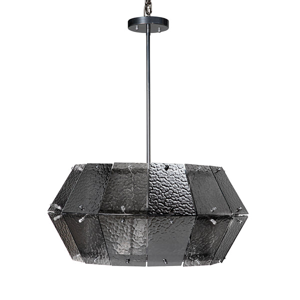 Obsidian Geometric Chandelier Smoked Glass Iron Frame Art Deco Dining Room Accent