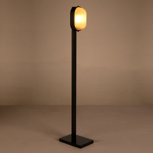 Subway Matte Black Iron Floor Lamp with Frosted Glass Diffuser for Modern Living Rooms