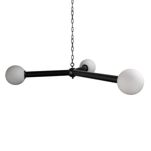 Clemenza Chandelier Matte Black Iron Frame Three Frosted Glass Shades Modern Pendant Light