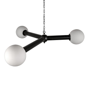 Clemenza Chandelier Matte Black Iron Frame Three Frosted Glass Shades Modern Pendant Light