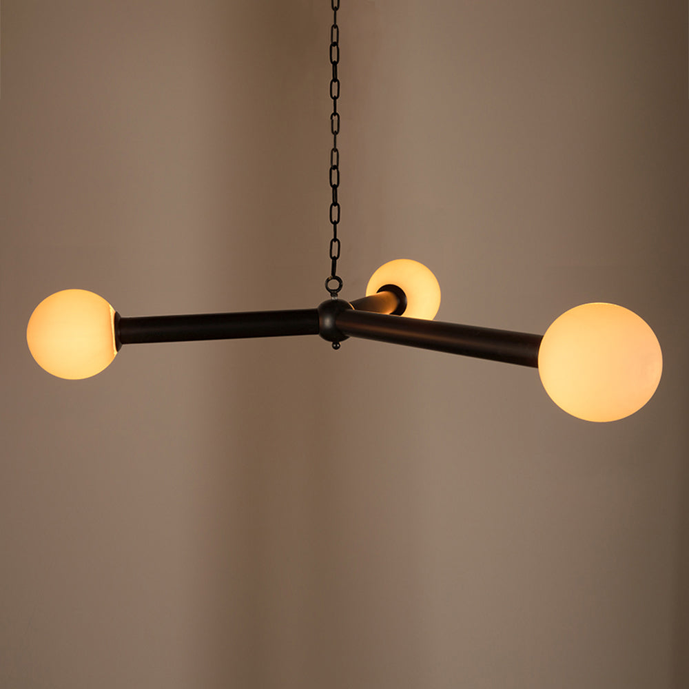 Clemenza Chandelier Matte Black Iron Frame Three Frosted Glass Shades Modern Pendant Light