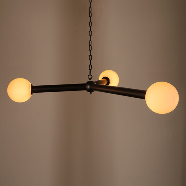 Clemenza Chandelier Matte Black Iron Frame Three Frosted Glass Shades Modern Pendant Light