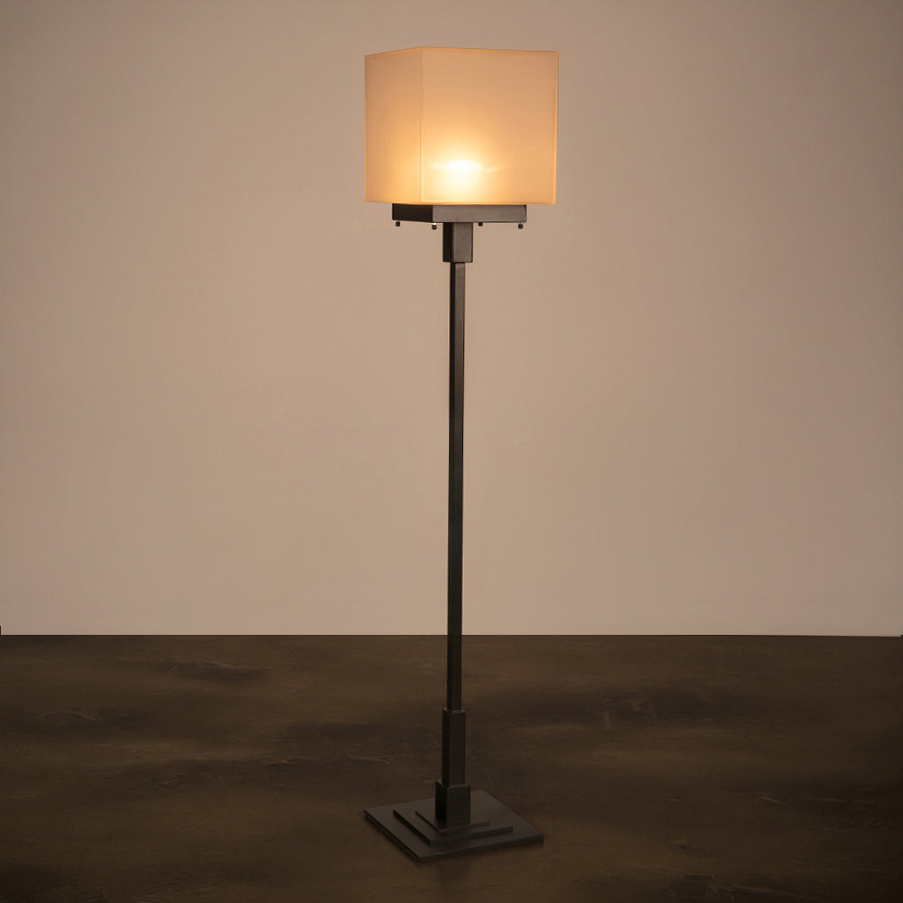 Barzini Matte Black Iron Floor Lamp with Frosted Glass Shade for Modern Living Rooms