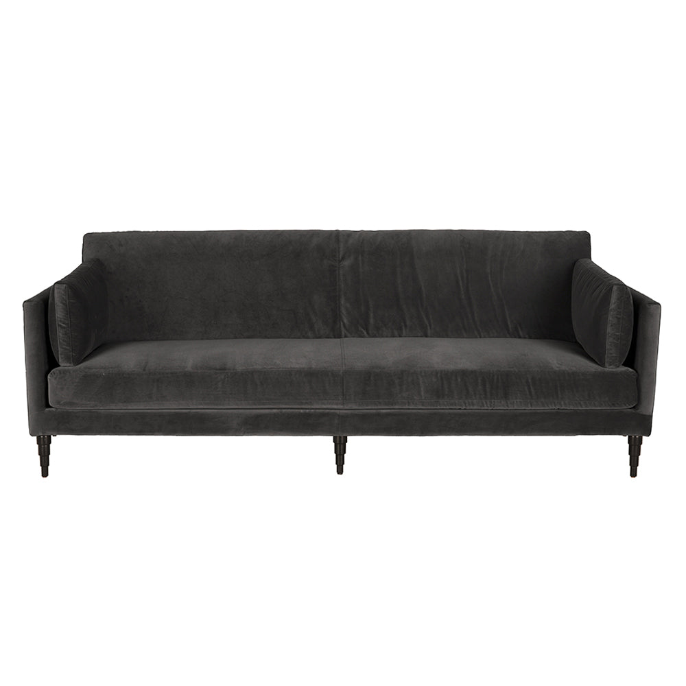 Andalusia Velvet Upholstered 3-seater Sofa with Carved Wood Legs for Modern Living
