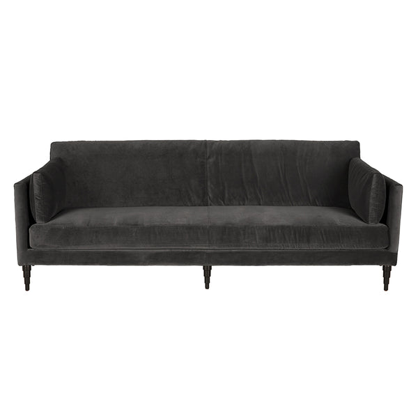 Andalusia Velvet Upholstered 3-seater Sofa with Carved Wood Legs for Modern Living