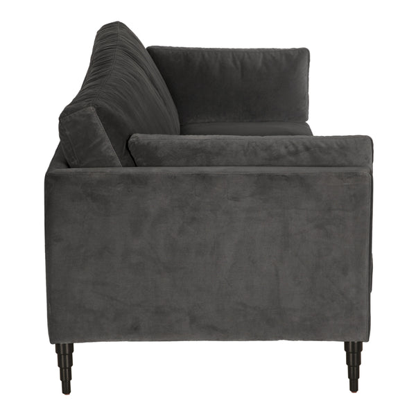 Andalusia Velvet Upholstered 3-seater Sofa with Carved Wood Legs for Modern Living