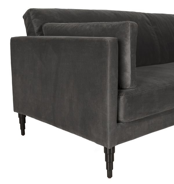 Andalusia Velvet Upholstered 3-seater Sofa with Carved Wood Legs for Modern Living